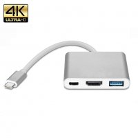 USB-C хъб Thunderbolt 3 адаптер USB C към HDMI съвместим 4K докинг станция PD зареждане за MacBook, снимка 1 - Кабели и адаптери - 38222479