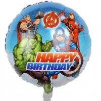 Happy Birthday MARVEL Avengers Отмъстителите герои кръгъл фолио фолиев балон хелий или въздух р, снимка 1 - Други - 33406034