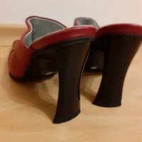 червени чехли от естествена кожа, снимка 4 - Чехли - 21512846