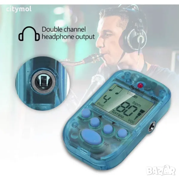Мини метроном M50 с LCD дисплей, , за пиано, цигулка, китара и барабан, снимка 1