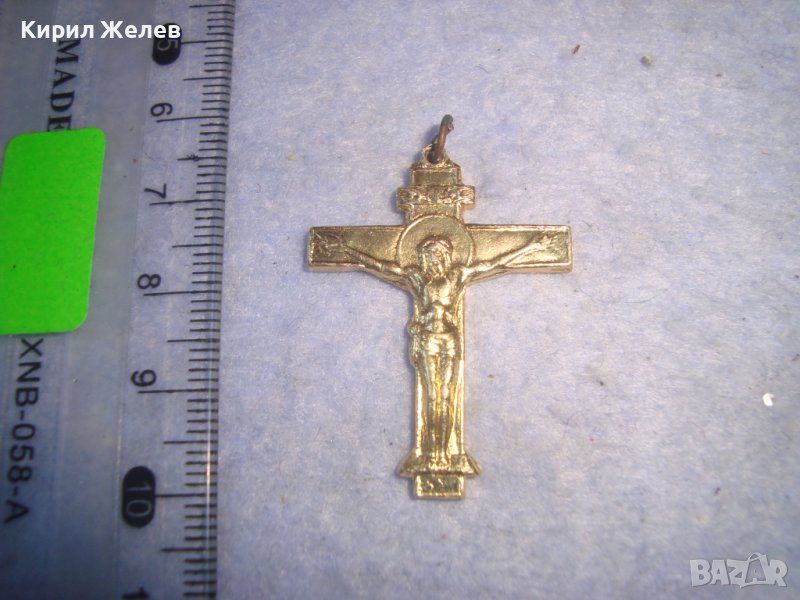 ПОЗЛАТЕНО НАГРЪДНО МЕТАЛНО РЕЛЕФНО РАЗПЯТИЕ КРЪСТЧЕ 21243, снимка 1