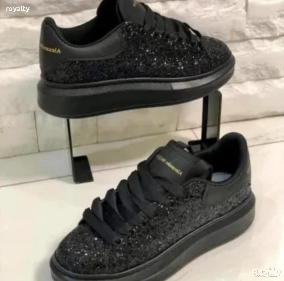 Alexander McQueen Черни Дамски Маратонки с Камъни , снимка 1
