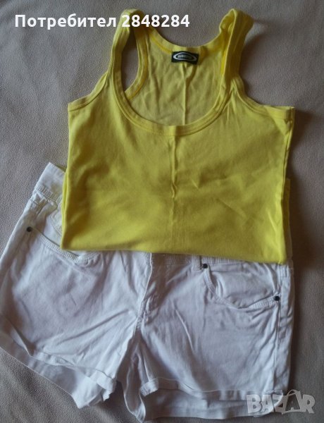 ЛОТ от бели панталонки и жълт потник, снимка 1