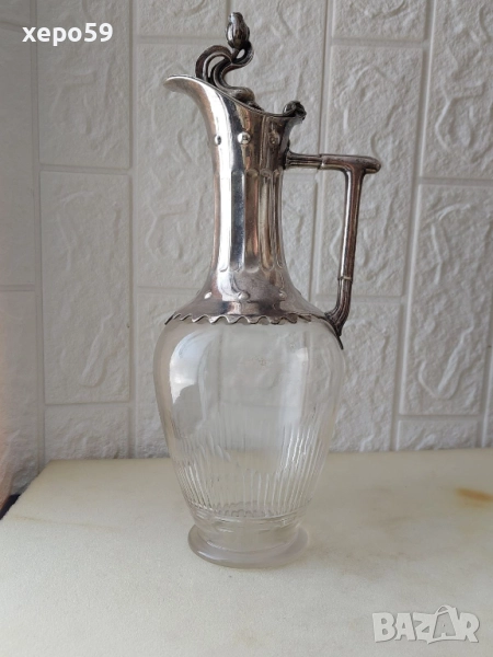 WMF-кана за вино,кристал и посребрен метал 1900г.вместимост 1200мл., 600 лв, снимка 1