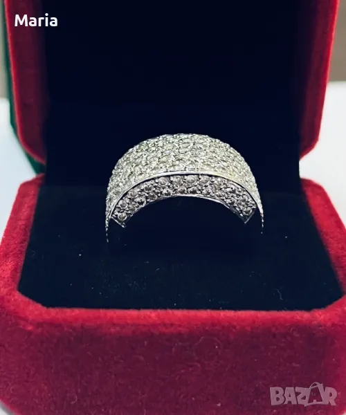 Дамски пръстен бяло злато и брилянти, снимка 1