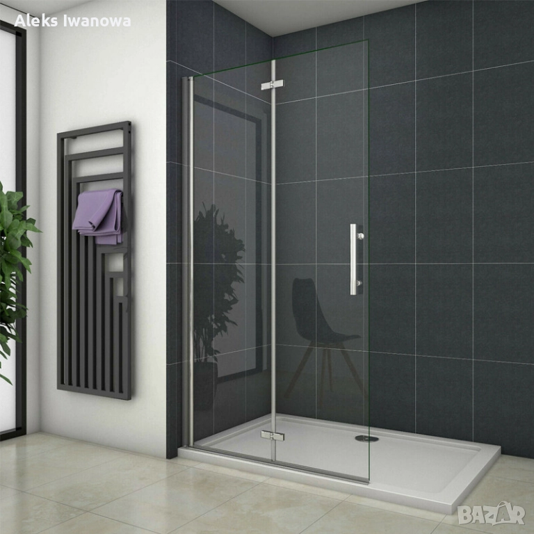 Стъклен параван за душ (1850см) – сгъваем/отваряем, снимка 1