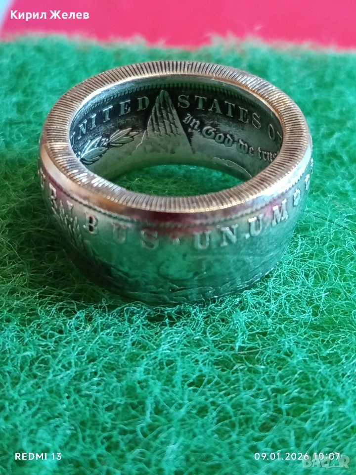 Уникален сребърен пръстен изработен от монета МОРГАН ДОЛАР тези пръстени са колекционерски  52988, снимка 1