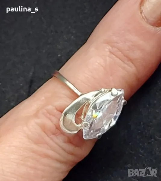Сребърен пръстен проба 925 с циркон , снимка 1