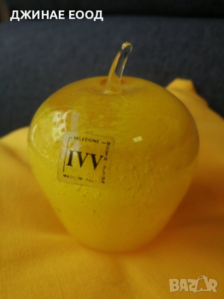  Декоративна стъклена ябълка марка IVV - Жълта , снимка 1