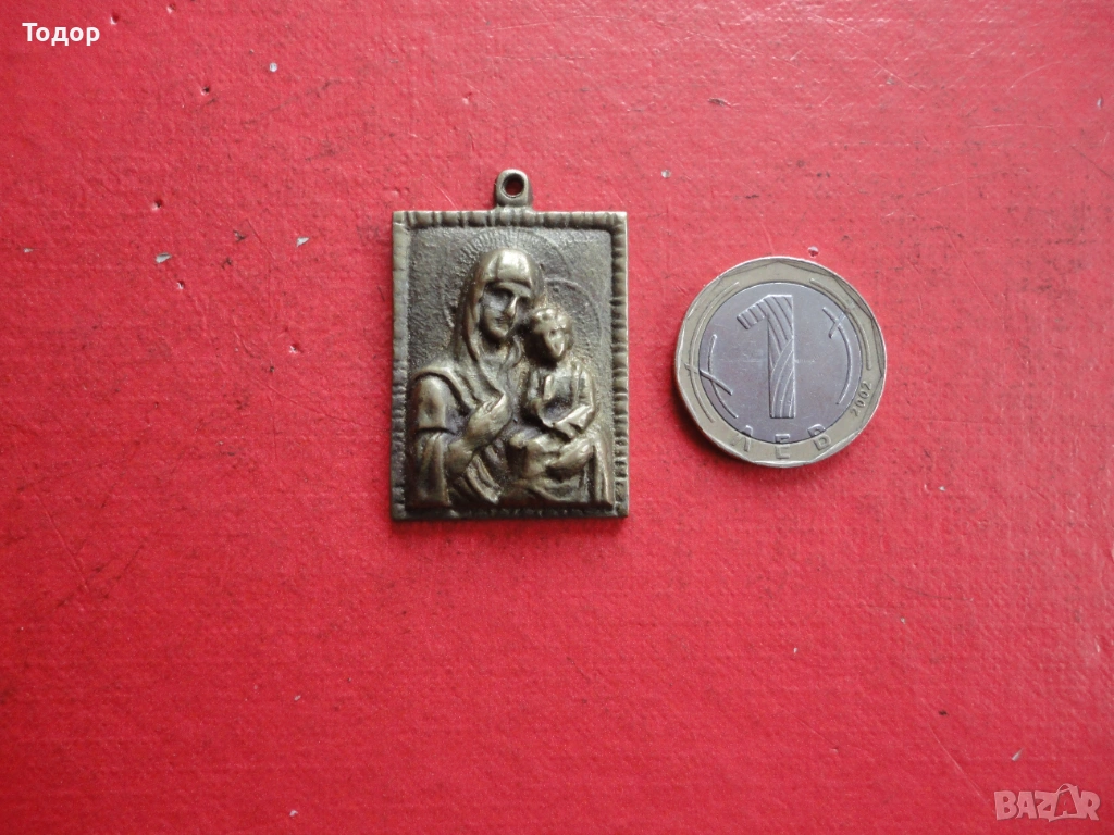 Стара малка бронзова икона 1, снимка 1