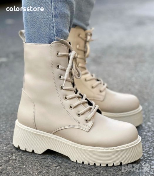 Равни боти - бежова кожа - B60, снимка 1