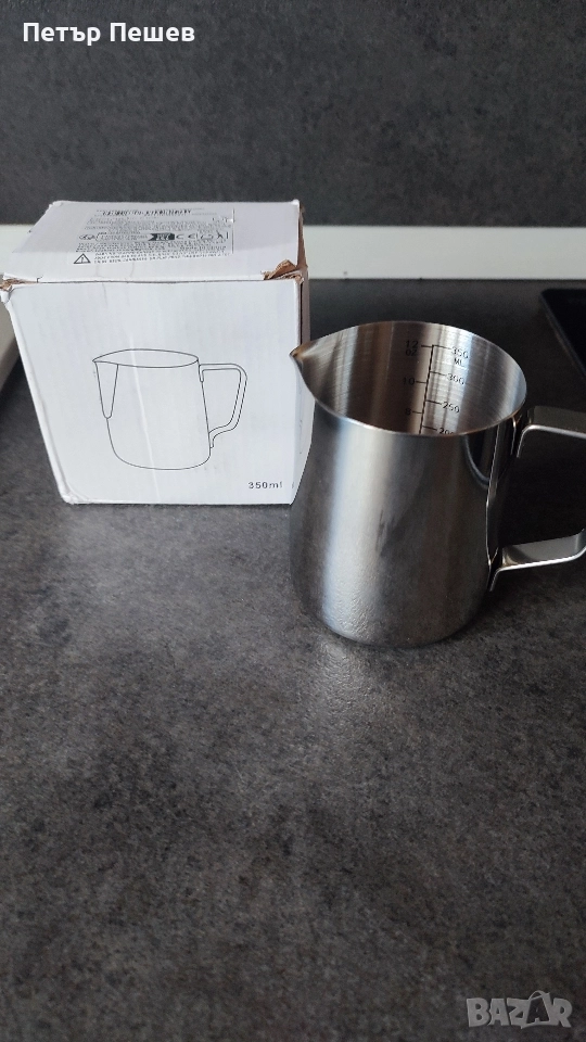 Каничка за затопляне на мляко 350мл. stainless steel milk jug, снимка 1
