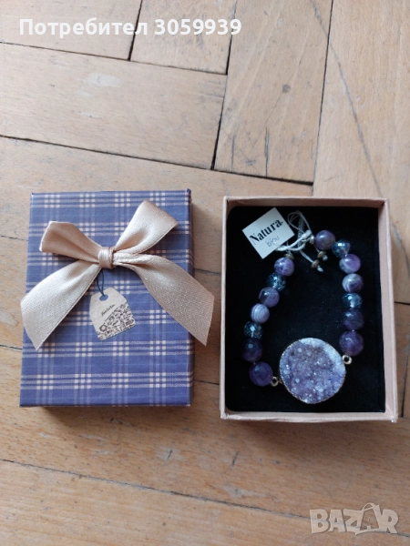 Гривна аметист с ахат, снимка 1