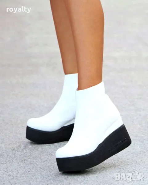 Боти на платформа - Кожа, снимка 1