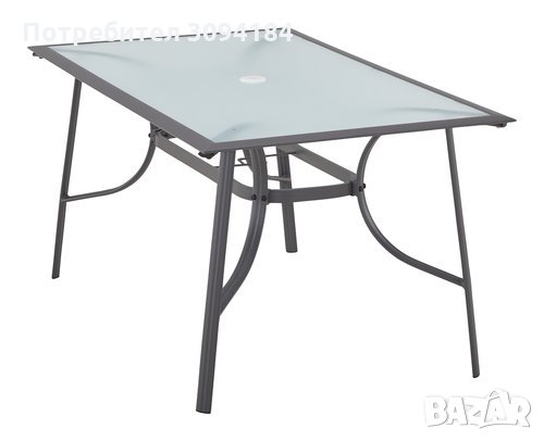 Градинска маса,метал и стъкло,сива, снимка 1