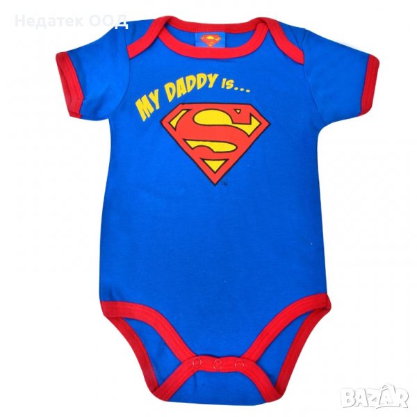 Бебешко боди Superman, 6 - 12м, Син, снимка 1