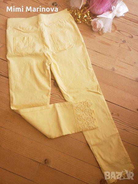 Жълти еластичти бермуди с дантела, снимка 1