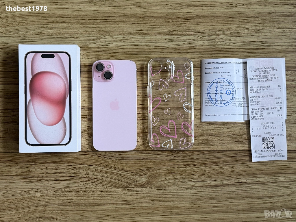 iPhone 15 128GB Pink/Гаранция 20 Месеца Технополис, снимка 1