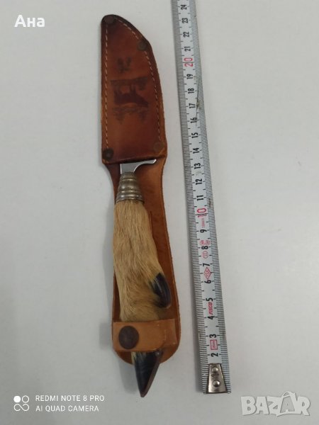 Ловен нож с дръжка от крача на сърна, снимка 1