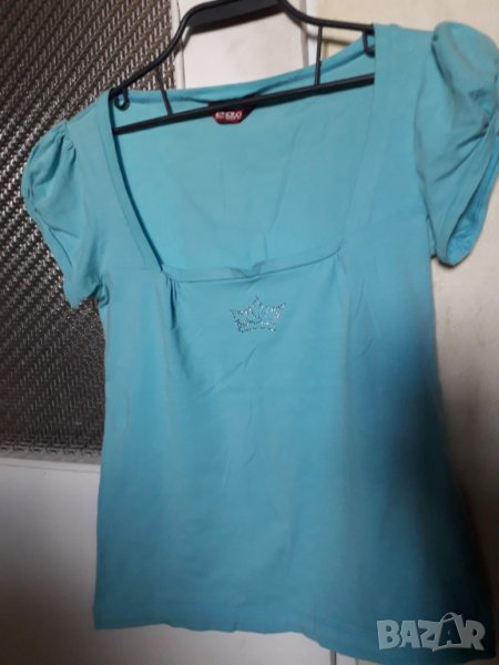 Дамска памучна блуза с къс ръкав, снимка 1