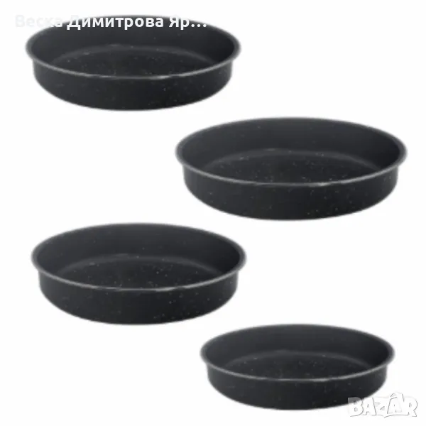 Комплект тави Rosberg 24/26/30/32см., Черни/въгл. стомана с мрам. покр., снимка 1