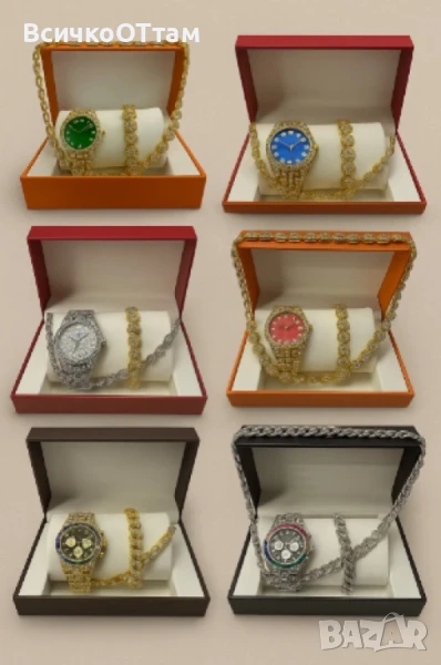 Луксозен комплек бижута,  часовник , гривна и колие, снимка 1