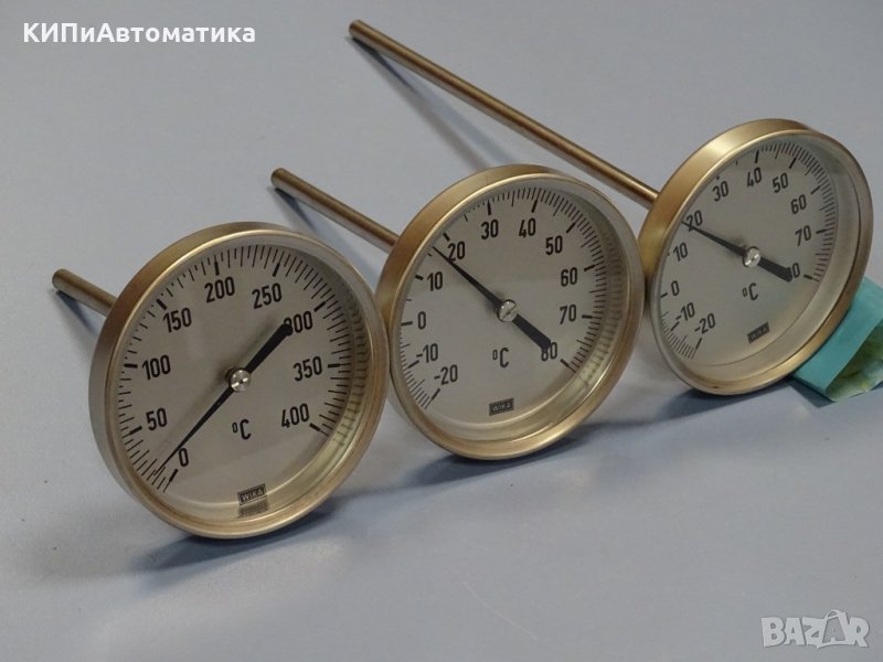 биметален термометър Wika thermometer ф100mm, 0/+400°C, -20/+80°C, L-80-230mm, снимка 1
