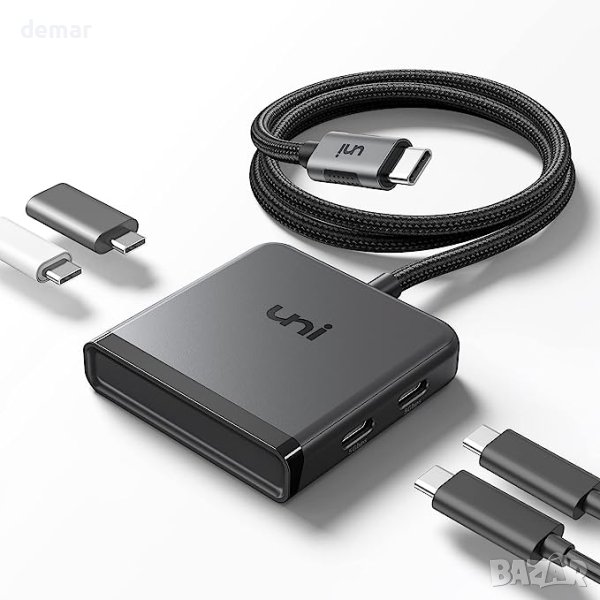 Универсален USB C хъб многопортов адаптер с 4 порта за трансфер на данни, снимка 1
