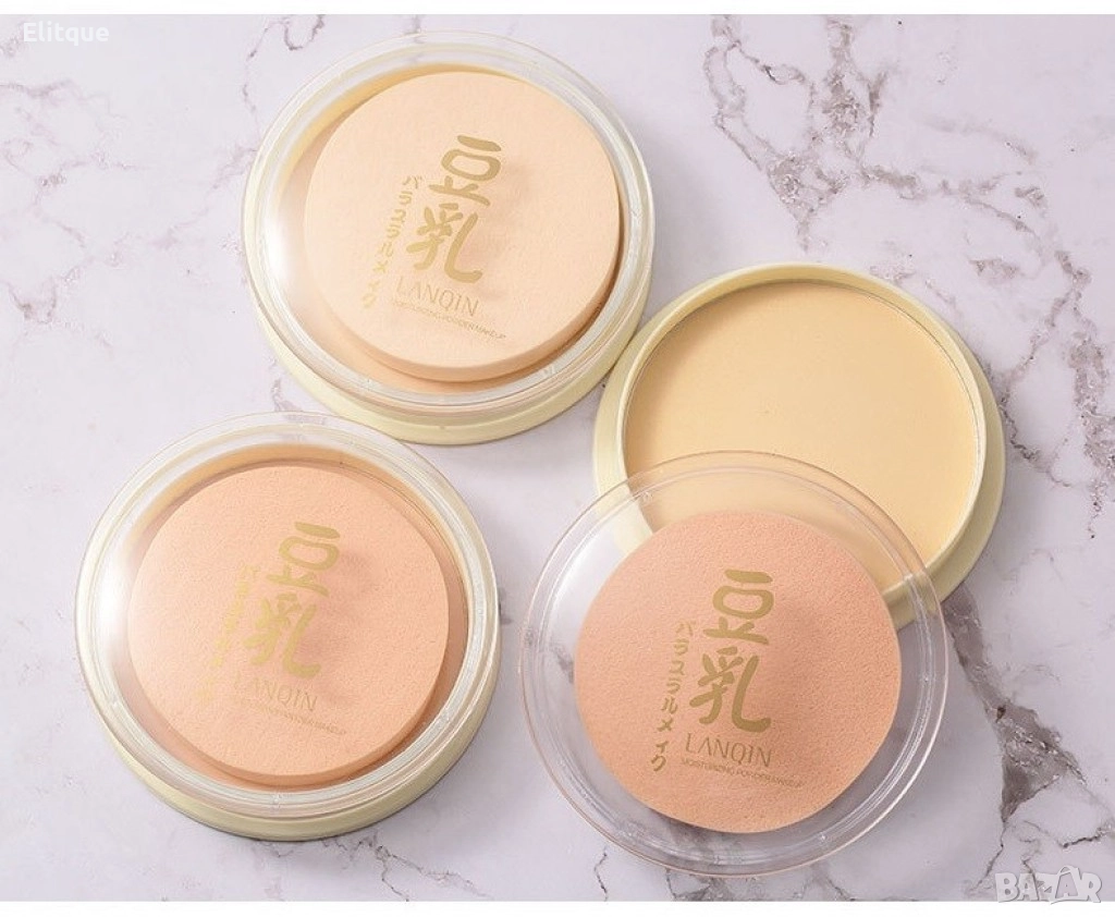 Водоустойчива пудра за лице с козметична гъба / Вариант 1: 01#;Вариант 2: 02#; Вариант 3: 03#;, снимка 1