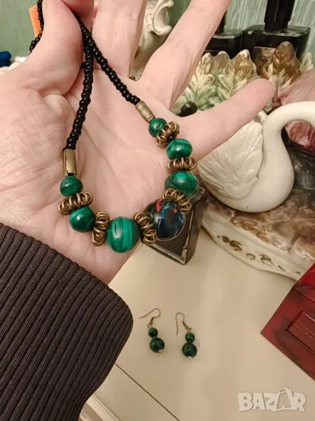 Стар италиански лот ,малахит ,мурано ,оникс , снимка 1
