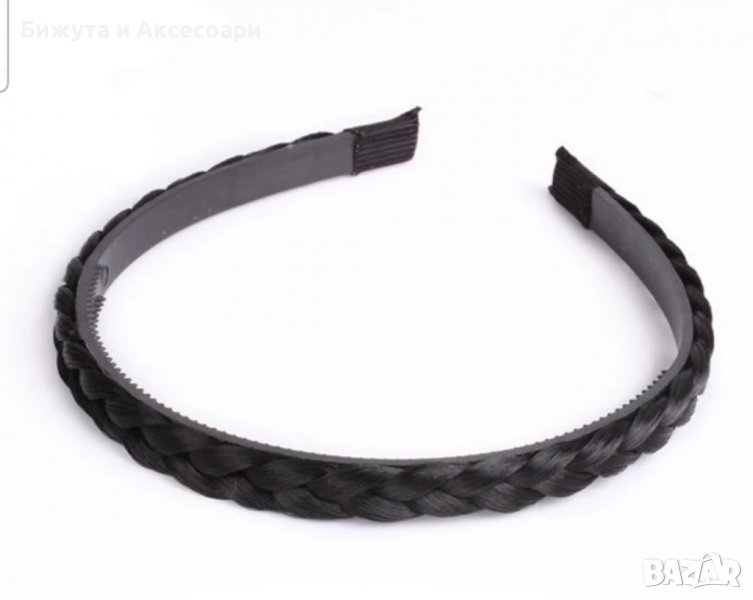 Диадема плитка от изкуствена коса - черна , снимка 1
