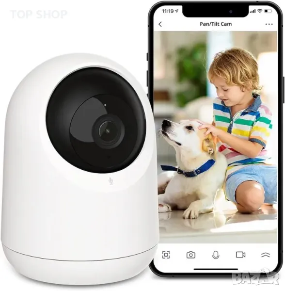 Вътрешна камера за бебефон SwitchBot, 360 градуса 1080P Pan Tilt Smart WiFi, снимка 1