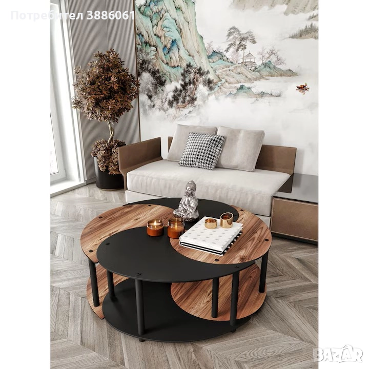 Комплект масички за кафе Woody Fashion, 70x70 см, орех, снимка 1