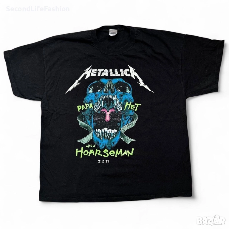Fruit of the Loom Тениска Metallica Papa Het Was Horseman, мъжка размер XL графичен принт, снимка 1