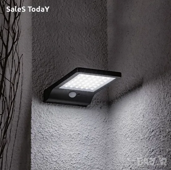 Външна лампа за стена, солар и датчик за движение, 19,5см, снимка 1