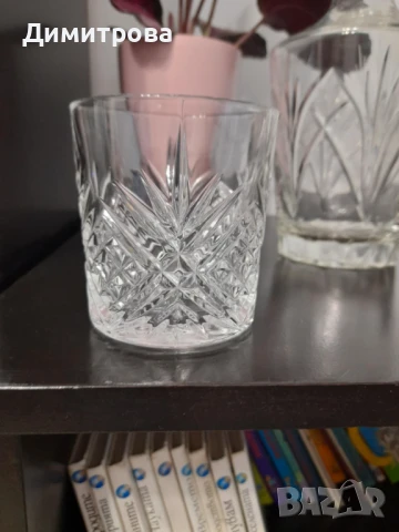 Кристална бонбониера, захарница, стъклена гарафа и кристална чаша, снимка 6 - Прибори за хранене, готвене и сервиране - 50832712