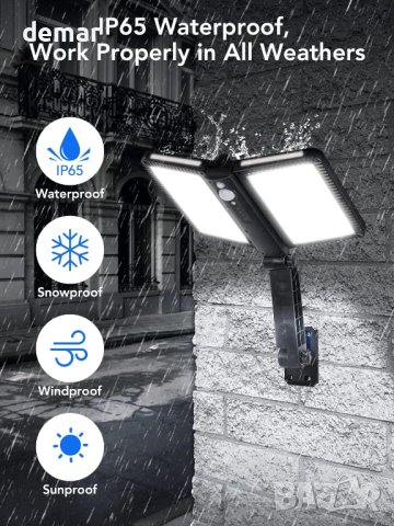 Moman Външна соларна лампа LED със сензор за движение, 5 режима , снимка 5 - Соларни лампи - 43761459