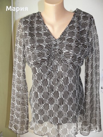 Официална копринена блуза в кафяво, снимка 2 - Блузи с дълъг ръкав и пуловери - 26609540
