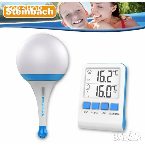 Соларна плаваща лампа с безжичен термометър  STEINBACH, снимка 2 - Басейни и аксесоари - 48472377