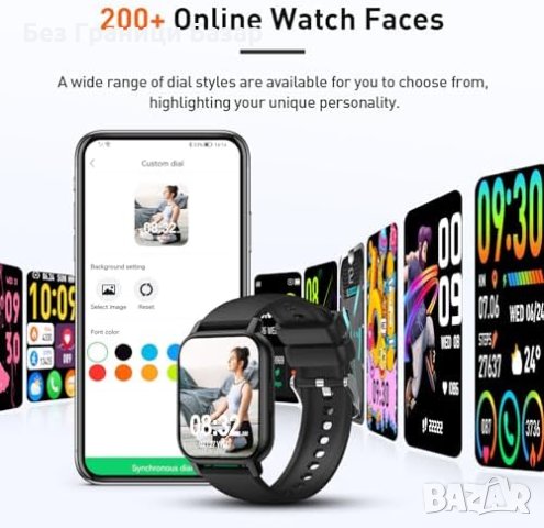 Нов Интелигентен Фитнес Часовник, 24/7 Здравен Монитор, IP68, снимка 6 - Смарт гривни - 43673375