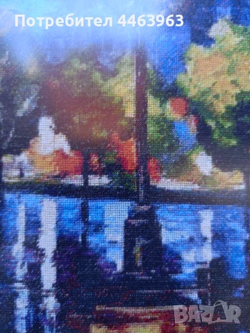 гоблен ,,Нощен дъжд в Париж " 33/27 см, по картината на Л.Афремов, снимка 12 - Гоблени - 51343575