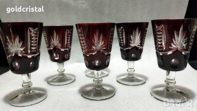 кристални чаши цветен червен кристал , снимка 7 - Антикварни и старинни предмети - 51933282