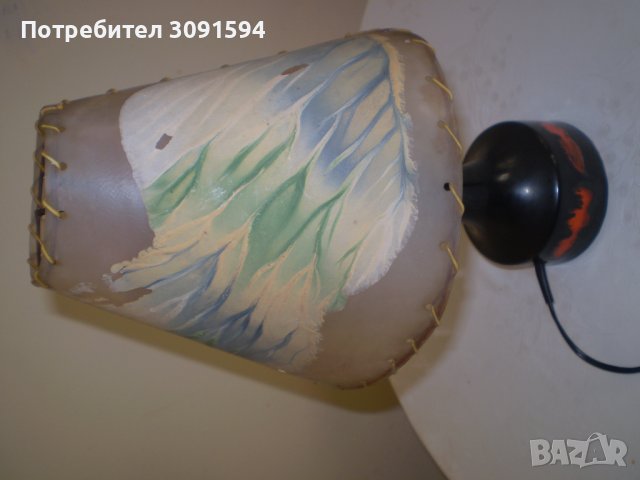 Стара керамична лампа със рисуван абажур ЛАМПАТА Е НА ТОК, снимка 6 - Антикварни и старинни предмети - 39776863