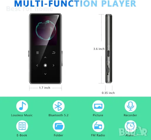 AiMoonsa 64GB MP3 плейър с Bluetooth, снимка 7 - MP3 и MP4 плеъри - 50142285