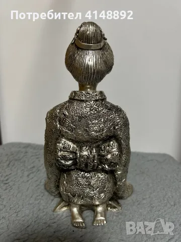 Антична японска гейша бронзова статуетка, снимка 9 - Статуетки - 48493722