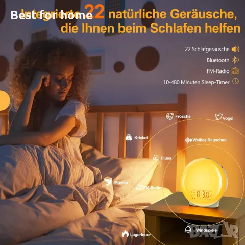 Bluetooth будилник -17 цвята светлина, 22 звука  ,FM радио Suright , снимка 6 - Други - 49871282