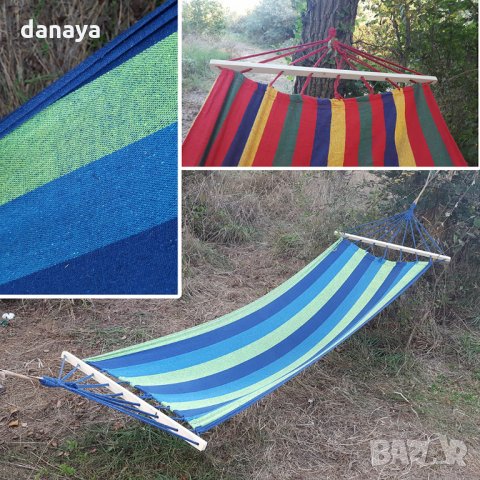 2230 Градински хамак от плат хамак люлка за къмпинг градина 195x77cm, снимка 2 - Градински мебели, декорация  - 33075420