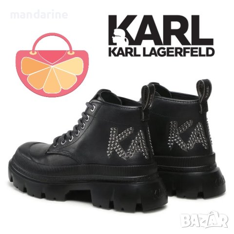 KARL LAGERFELD № 38 🍊 Дамски боти ест. кожа с лого на капси нови с кутия, снимка 2 - Дамски боти - 43182796