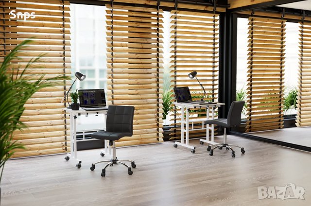 Офис стол за бюро с регулируема височина на седалката, 57 x 60 x 95 см, черен, снимка 3 - Столове - 40472570