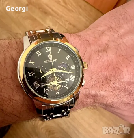 Мъжки елегантно/инкрустиран кварцов часовник BinbonD•ATLANT*, снимка 6 - Мъжки - 49620458